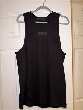 Essentials Black Ribbed Crewneck Tank